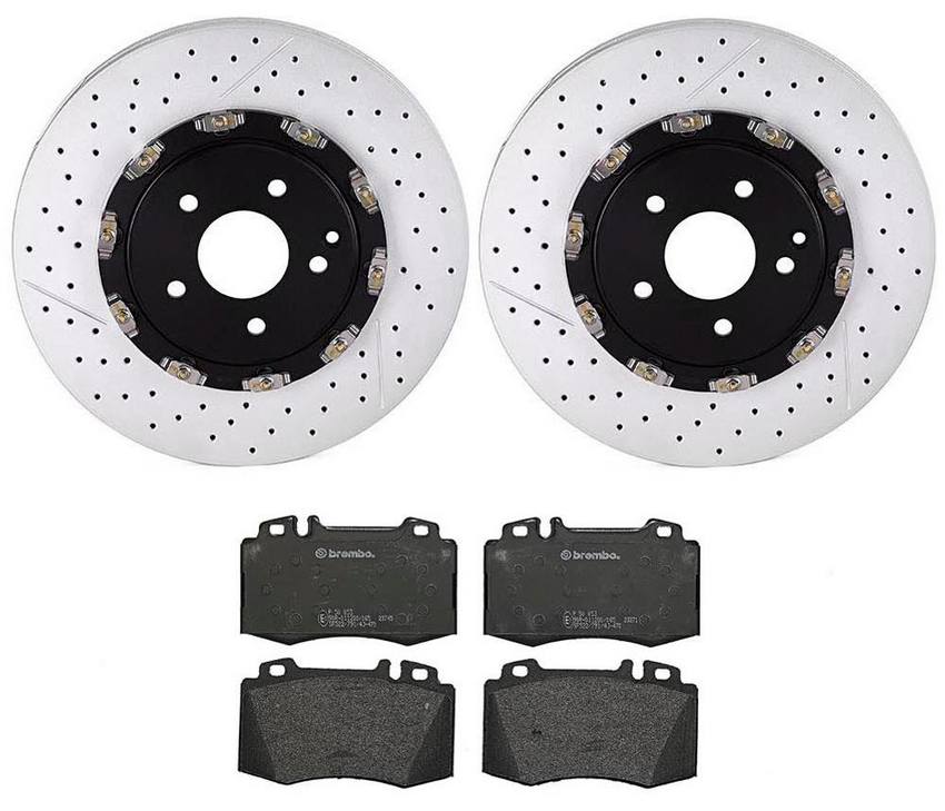 Mercedes Brakes Kit - Brembo Pads and Rotors Front (340mm) (Low-Met) 005420952041 - Brembo 3030429KIT